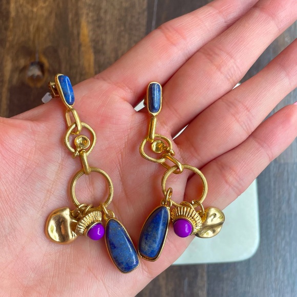 Natural Rock Vintage Gold Wire Dropping Earring - Picture 6 of 7